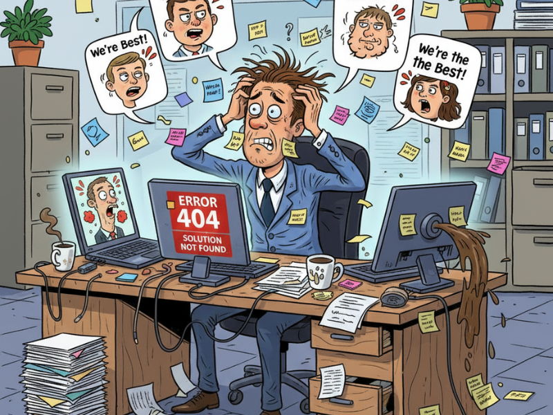 Frustrated employee on laptop