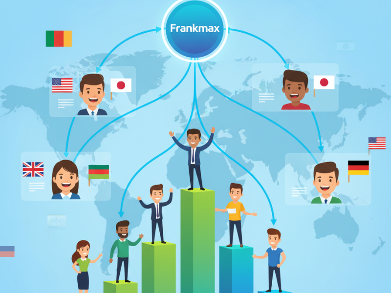 illustration of multiple small IT teams working globally through Frankmax network